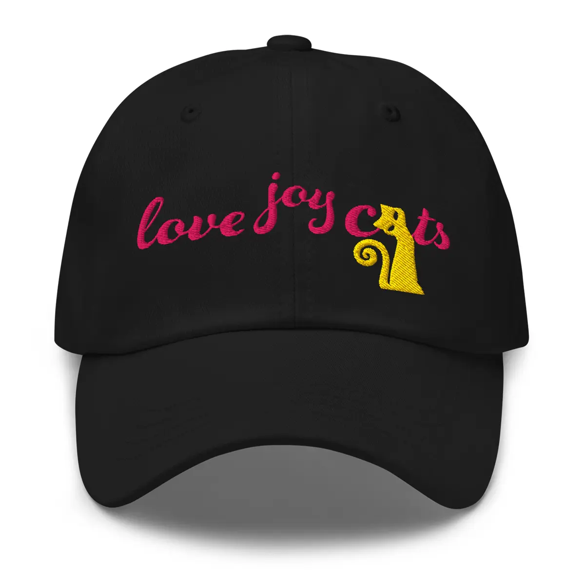 Love Joy Cats Curious Cat Classic Cap Black - Front love-joy-cats-curious-cat-classic-cap-black-front
