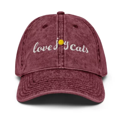 love-joy-cats-sun-vintage-cap-maroon-front