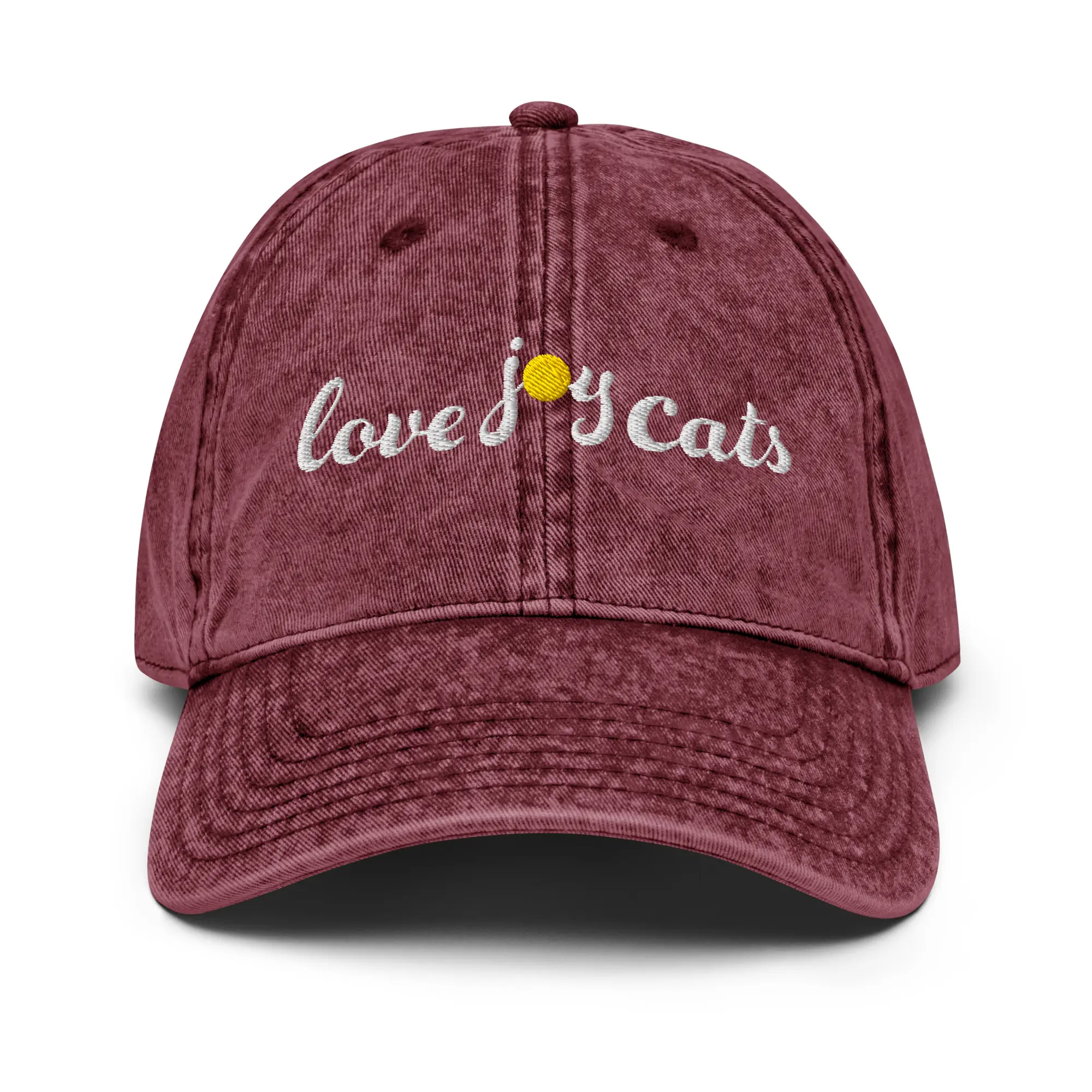 love-joy-cats-sun-vintage-cap-maroon-front